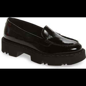 Aquatalia Hayley Water Resistant Platform Loafer Size 10 Patent Leather